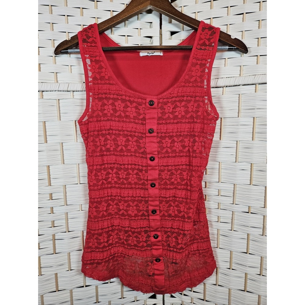 Papaya Womens Small Sheer Lace Small Blouse